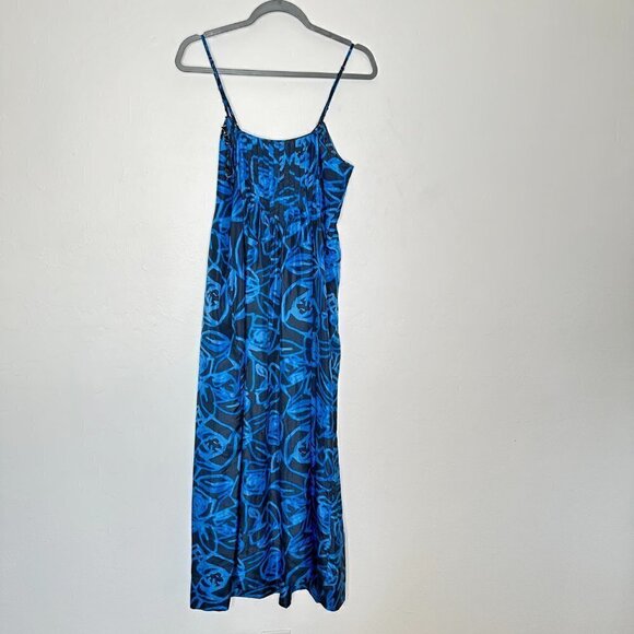 Rebecca Taylor Paris Hilton Coachella Silk Maxi Blue & Gray Dress Size 10 - Picture 6 of 8